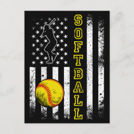 Amerikaanse Vlag Softbalteam Vintage Grappig Briefkaart