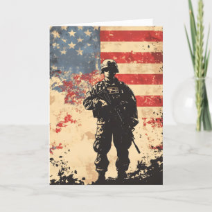 Amerikaanse Vlag Soldaat Militaire Veteraan Feestdagen Kaart