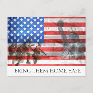 Amerikaanse vlag, soldaten en vrijheid briefkaart