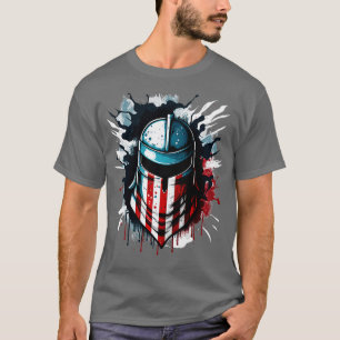 Amerikaanse vlag Spartan Helmet Veteranen T 4e van T-shirt