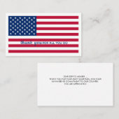 Amerikaanse vlag Speciaal militair bedankt Visitekaartje (Voorkant / Achterkant)