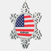 Amerikaanse vlag Speciaal patriottische strips Tin Sneeuwvlok Ornament (Rechts)