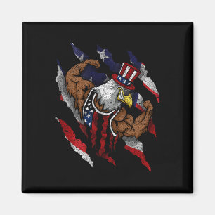 Amerikaanse Vlag Spierbundel Amerikaanse Zeearend  Magneet