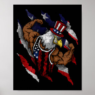 Amerikaanse Vlag Spierbundel Amerikaanse Zeearend Poster