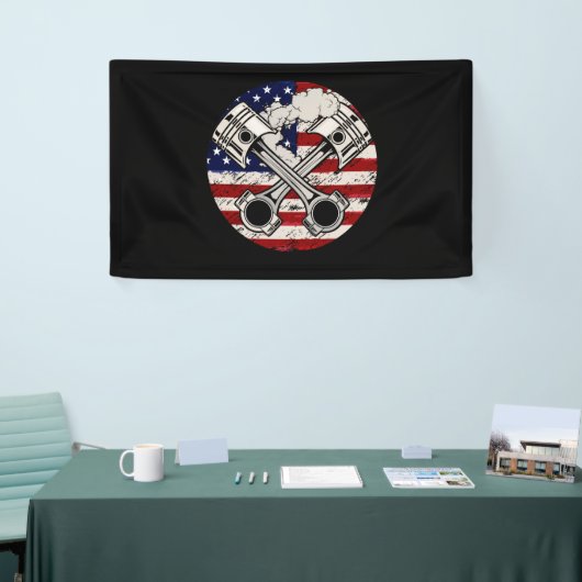 Amerikaanse vlag Spierkraan Vintage Patriottisch Spandoek (Beurs)