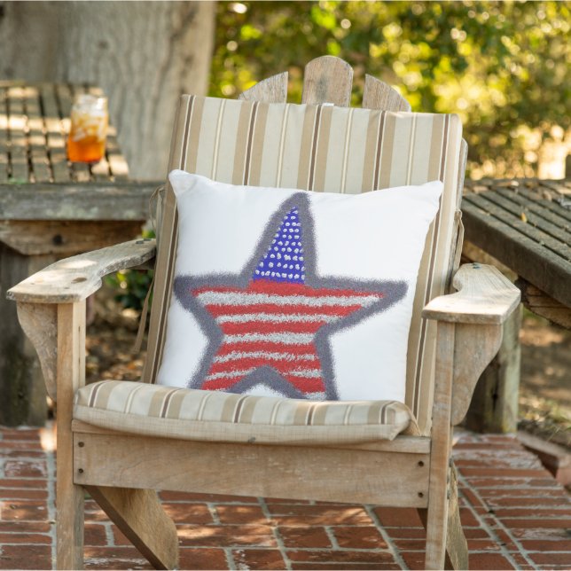 Amerikaanse vlag sprankelende ster buitenkussen (Stoel)