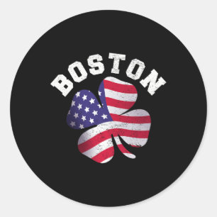 Amerikaanse vlag St. Patrick's Day Klik op Boston  Ronde Sticker