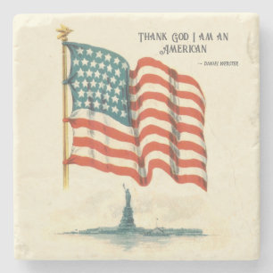 Amerikaanse Vlag Standbeeld van de Vrijheid Stenen Onderzetter