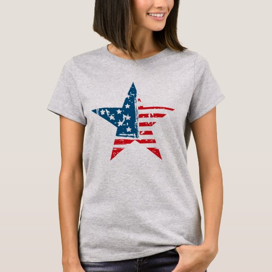 Amerikaanse vlag Star Grunge  Tshirt (Voorkant)