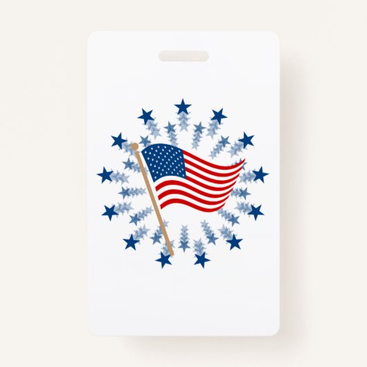 Amerikaanse vlag Starburst Vuurwerk 4 juli Badge (Voorkant)