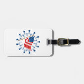 Amerikaanse vlag Starburst Vuurwerk 4 juli Bagagelabel (Voorkant horizontaal)