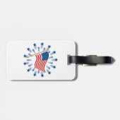 Amerikaanse vlag Starburst Vuurwerk 4 juli Bagagelabel (Achterkant horizontaal)