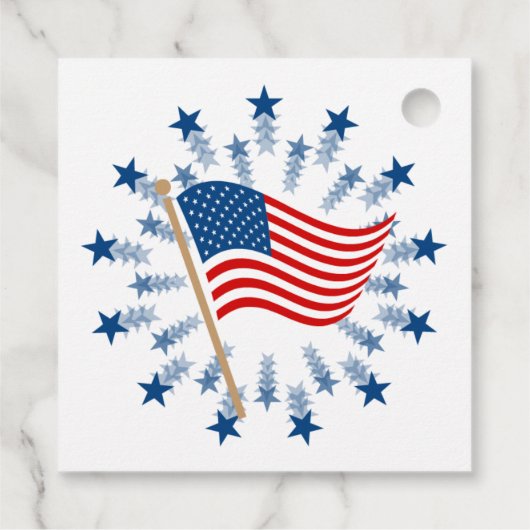 Amerikaanse vlag Starburst Vuurwerk 4 juli Bedankjes Labels (Achterkant)