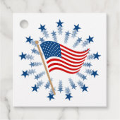 Amerikaanse vlag Starburst Vuurwerk 4 juli Bedankjes Labels (Voorkant)