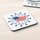 Amerikaanse vlag Starburst Vuurwerk 4 juli Bier Onderzetter (Linkerzijde)
