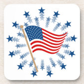 Amerikaanse vlag Starburst Vuurwerk 4 juli Bier Onderzetter (Voorkant)