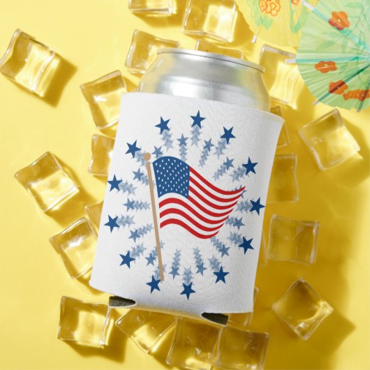 Amerikaanse vlag Starburst Vuurwerk 4 juli Blikjeskoeler (Insitu Zomer)