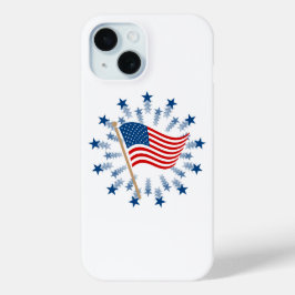 Amerikaanse vlag Starburst Vuurwerk 4 juli iPhone 15 Case