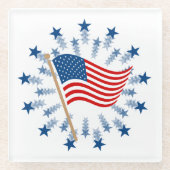 Amerikaanse vlag Starburst Vuurwerk 4 juli Glazen Onderzetter (Voorkant)