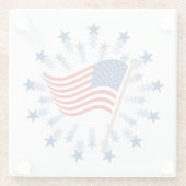 Amerikaanse vlag Starburst Vuurwerk 4 juli Glazen Onderzetter (Achterkant)