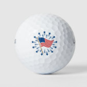 Amerikaanse vlag Starburst Vuurwerk 4 juli Golfballen (Voorkant)