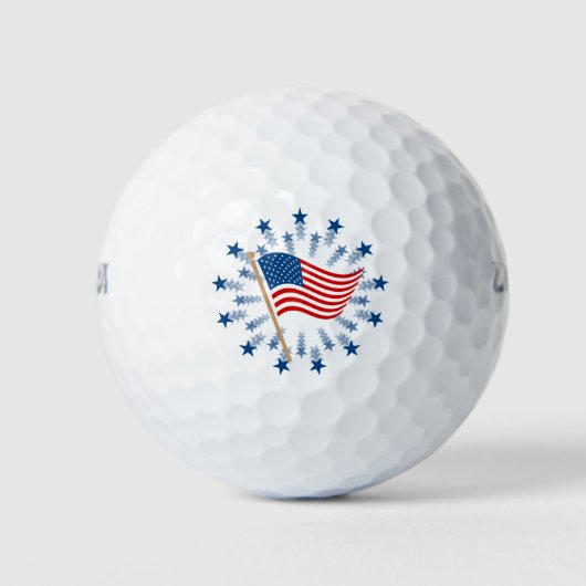 Amerikaanse vlag Starburst Vuurwerk 4 juli Golfballen (Voorkant)