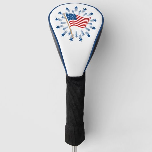 Amerikaanse vlag Starburst Vuurwerk 4 juli Golfheadcover (Voorkant)
