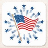 Amerikaanse vlag Starburst Vuurwerk 4 juli Kartonnen Onderzetters (Voorkant)
