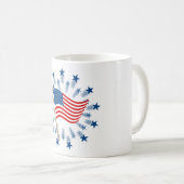 Amerikaanse vlag Starburst Vuurwerk 4 juli Koffiemok (Voorkant rechts)