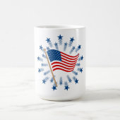 Amerikaanse vlag Starburst Vuurwerk 4 juli Magische Mok (Midden)