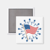 Amerikaanse vlag Starburst Vuurwerk 4 juli Magneet (Voorkant / Achterkant)