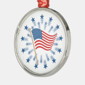 Amerikaanse vlag Starburst Vuurwerk 4 juli Metalen Ornament (Links)