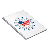 Amerikaanse vlag Starburst Vuurwerk 4 juli Notitieboek (Rechterzijde)