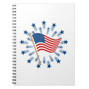 Amerikaanse vlag Starburst Vuurwerk 4 juli Notitieboek