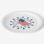 Amerikaanse vlag Starburst Vuurwerk 4 juli Papieren Bordje (Gekanteld)