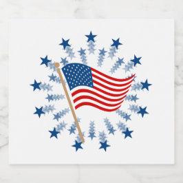 Amerikaanse vlag Starburst Vuurwerk 4 juli Sparkling Wijnetiket
