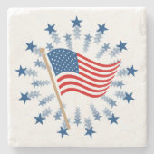Amerikaanse vlag Starburst Vuurwerk 4 juli Stenen Onderzetter (Voorkant)