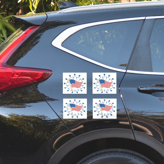Amerikaanse vlag Starburst Vuurwerk 4 juli Sticker (Auto Zijkant)