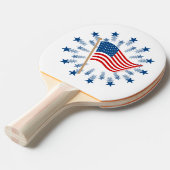 Amerikaanse vlag Starburst Vuurwerk 4 juli Tafeltennisbatje (Voorkant Gekanteld)