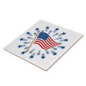 Amerikaanse vlag Starburst Vuurwerk 4 juli Tegeltje (Zijkant)