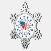 Amerikaanse vlag Starburst Vuurwerk 4 juli Tin Sneeuwvlok Ornament (Rechts)