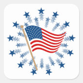 Amerikaanse vlag Starburst Vuurwerk 4 juli Vierkante Sticker (Voorkant)