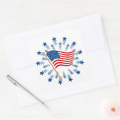 Amerikaanse vlag Starburst Vuurwerk 4 juli Vierkante Sticker (Envelop)