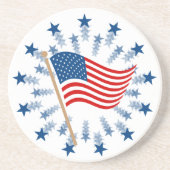 Amerikaanse vlag Starburst Vuurwerk 4 juli Zandsteen Onderzetter (Voorkant)