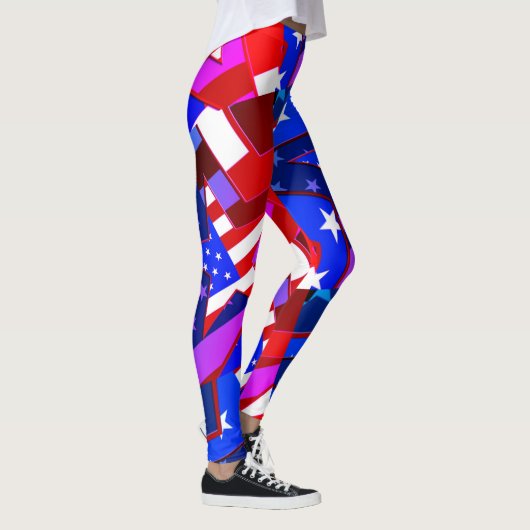 Amerikaanse vlag Stars Miami Abstracte Art Legging (Rechts)