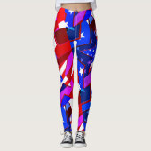 Amerikaanse vlag Stars Miami Abstracte Art Legging (Voorkant)
