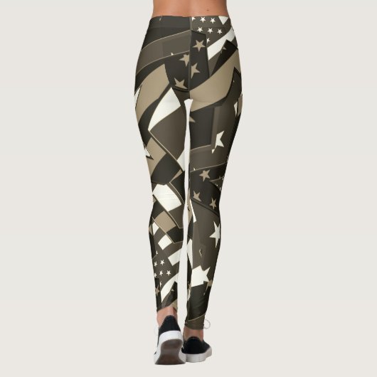 Amerikaanse vlag Stars Sepia Abstracte Art Legging (Achterkant)