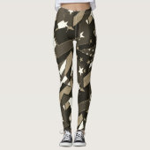 Amerikaanse vlag Stars Sepia Abstracte Art Legging (Voorkant)