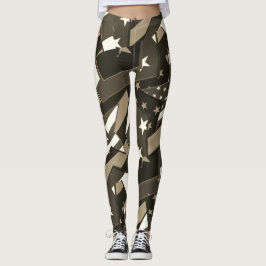 Amerikaanse vlag Stars Sepia Abstracte Art Legging