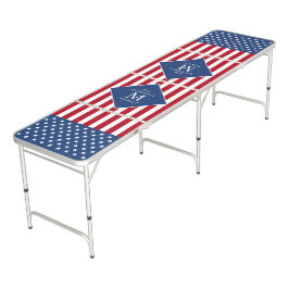 Amerikaanse vlag Stars Stripes patriotic monogram Beer Pong Tafel